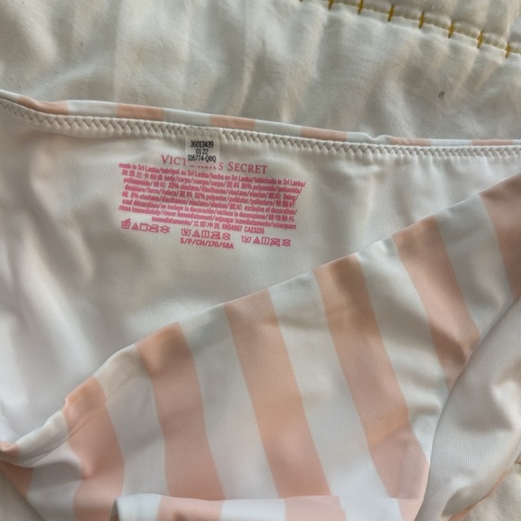 VICTORIA’S SECRET PINK Striped Bikini Set in Peach and White - new S/M - Picture 7 of 8